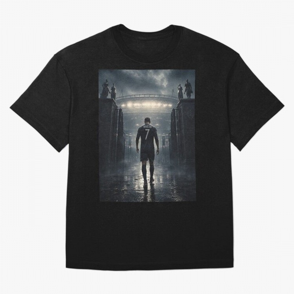 CR7 Entering a Stadium Legend Oversized T-Shirt Keep the Match Day Mood of FIFA World Cup 2026 USA Canada Mexico for Fans of Haaland and Mbappe and Brazil, Bringing Worldwide Fan Energy, Dramatic Goals, Stadium Lights and Championship Celebrations;