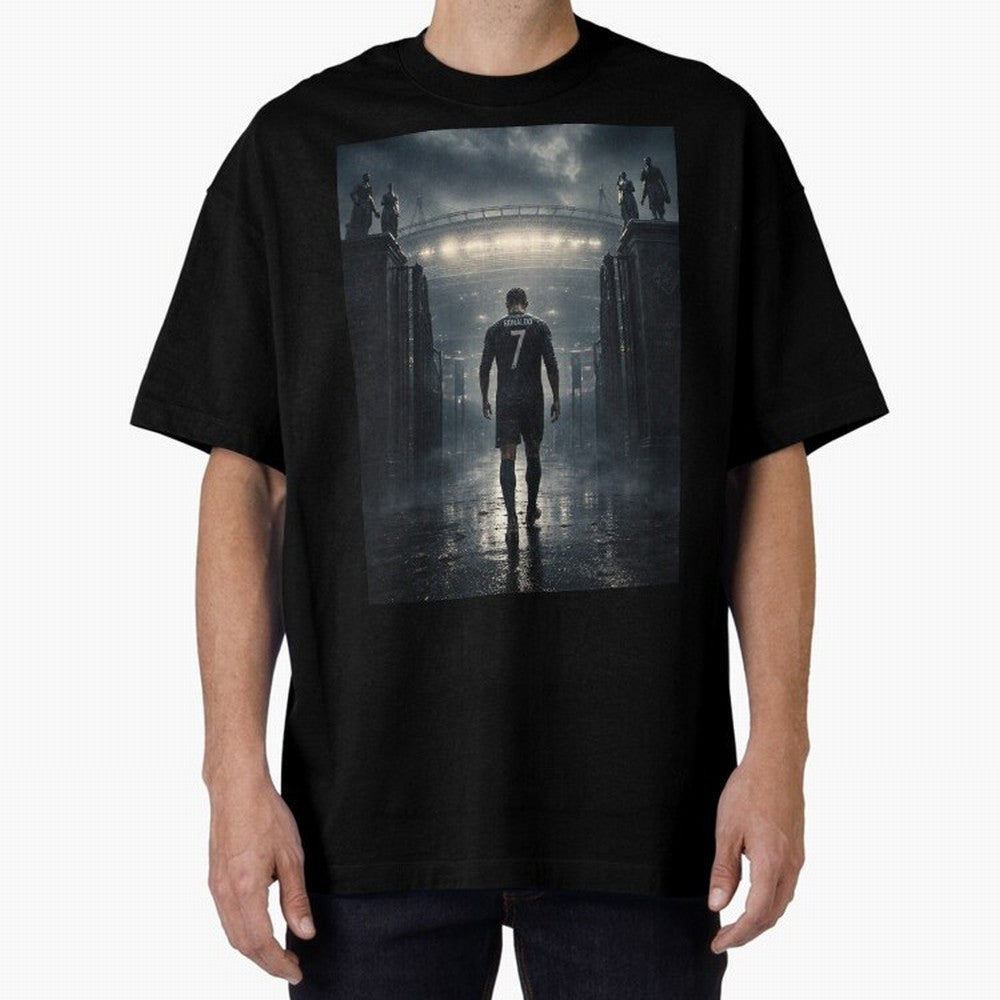 CR7 Entering a Stadium Legend Oversized T-Shirt Keep the Match Day Mood of FIFA World Cup 2026 USA Canada Mexico for Fans of Haaland and Mbappe and Brazil, Bringing Worldwide Fan Energy, Dramatic Goals, Stadium Lights and Championship Celebrations;
