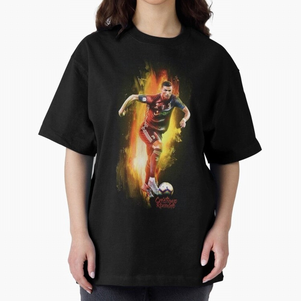 Ronaldo Wallpaper Oversized T-Shirt Fuel Match Day Hype around FIFA World Cup 2026 Group Stage, CR7 and Messi, Argentina and Brazil, Classic Soccer Heritage, Championship Pressure, Fan Loyalty and International Pride; Ideal for Football Dads,