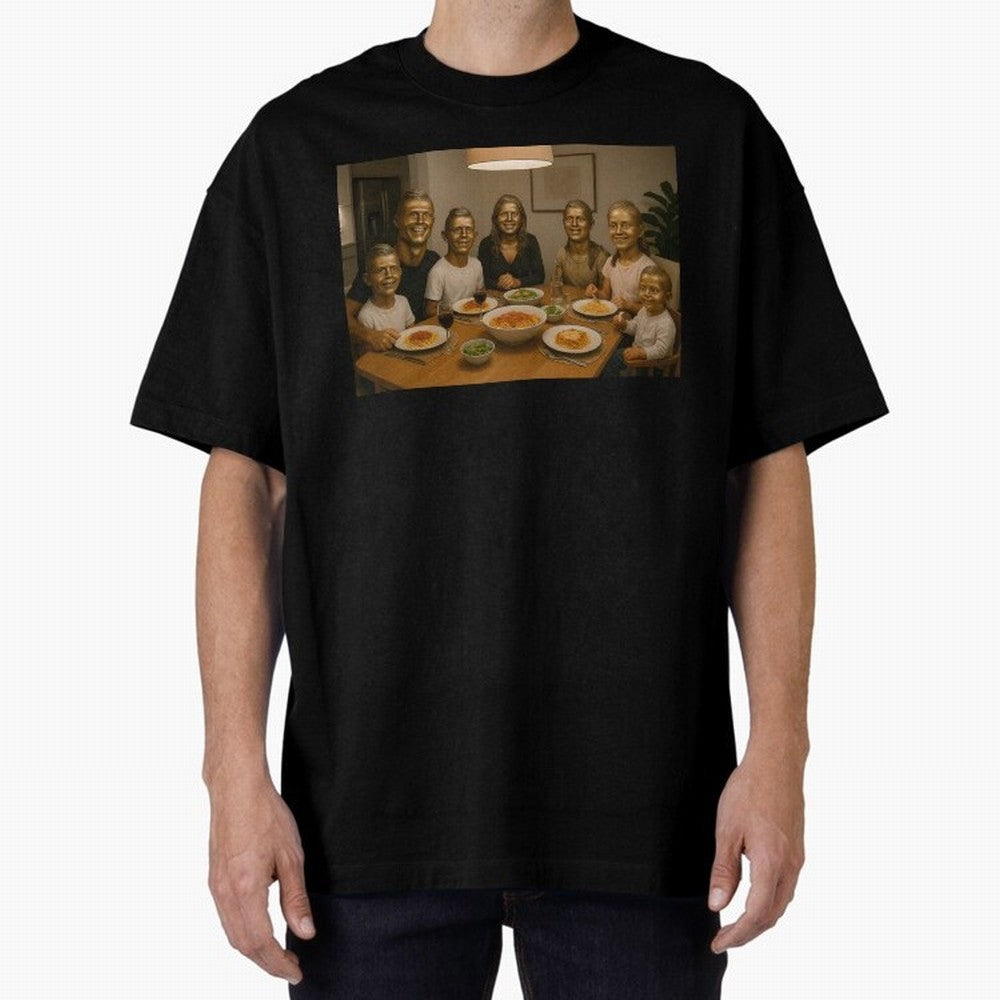 Ronaldo Bust Family Dinner Oversized T-Shirt Live the Energy of Global Football Passion for FIFA World Cup 2026 USA Canada Mexico, Filled with CR7 and Messi, France and Portugal, Worldwide Fan Energy, Dramatic Goals, Stadium Lights and Championship