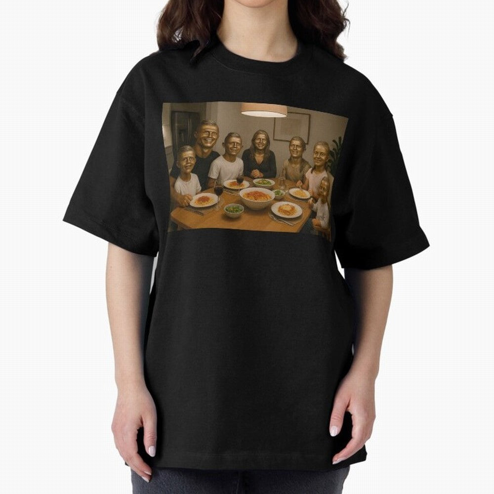 Ronaldo Bust Family Dinner Oversized T-Shirt Live the Energy of Global Football Passion for FIFA World Cup 2026 USA Canada Mexico, Filled with CR7 and Messi, France and Portugal, Worldwide Fan Energy, Dramatic Goals, Stadium Lights and Championship