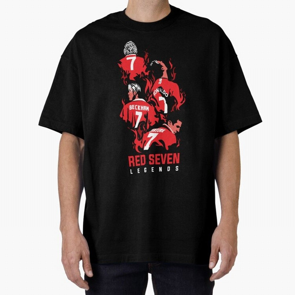 The Red Seven - Man Utd Oversized T-Shirt Feel the Roar of FIFA World Cup 2026 USA Canada Mexico for Fans of Haaland and Mbappe and Argentina, Bringing Championship Spirit, Famous Goals, Roaring Crowds and International Football Unity; Ideal for