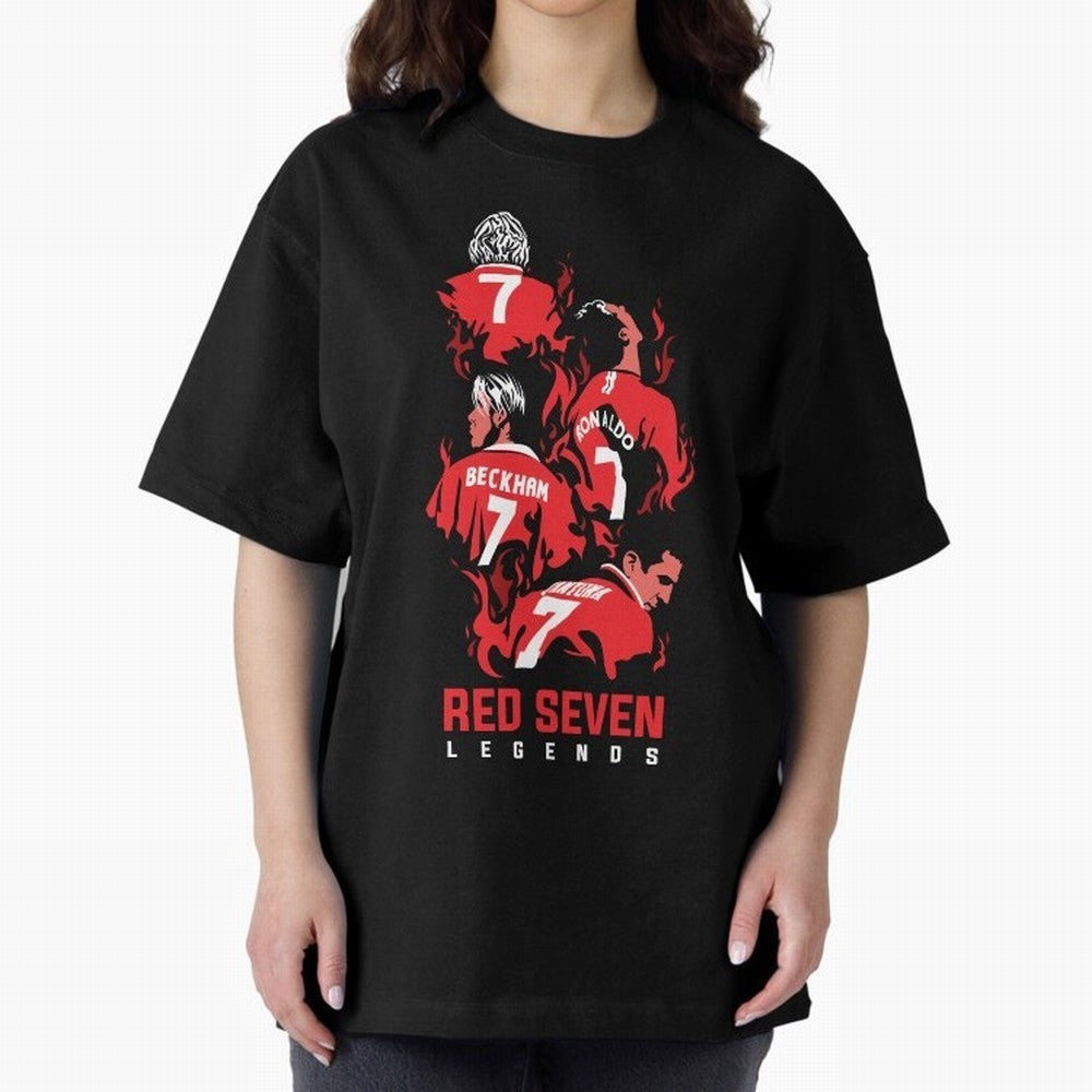The Red Seven - Man Utd Oversized T-Shirt Feel the Roar of FIFA World Cup 2026 USA Canada Mexico for Fans of Haaland and Mbappe and Argentina, Bringing Championship Spirit, Famous Goals, Roaring Crowds and International Football Unity; Ideal for