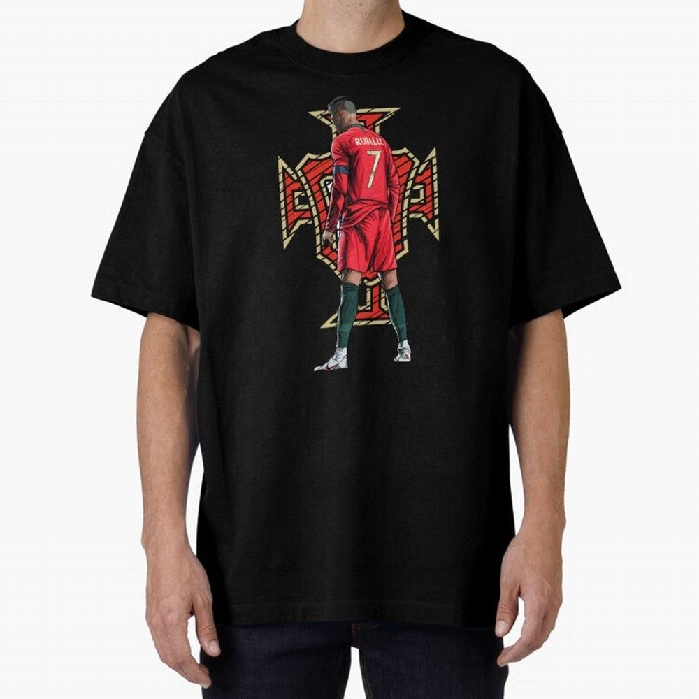 Cristiano Ronaldo Portugal Logo Oversized T-Shirt Mark FIFA World Cup 2026 Group Stage Inspired by Cristiano Ronaldo, Spain Energy, Soccer Culture, Superstar Moments, National Team Dreams and Competitive Fire; Ideal for Passionate Fans Who Love