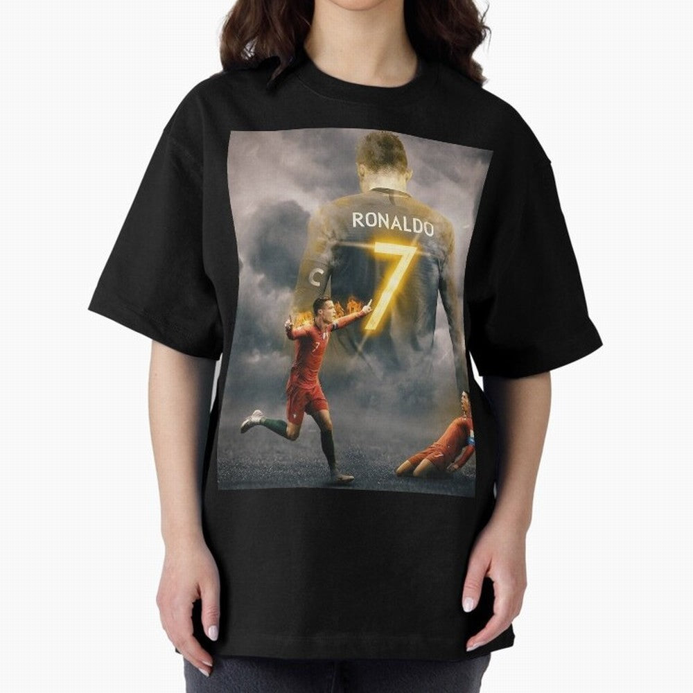 Aesthetic ronaldo poster Oversized T-Shirt Feel International Energy from FIFA World Cup 2026 Group Stage Centered on Neymar, Haaland and Cristiano Ronaldo, France and Portugal Energy, Retro Football Energy, Iconic Rivalries, Trophy Chase Drama and