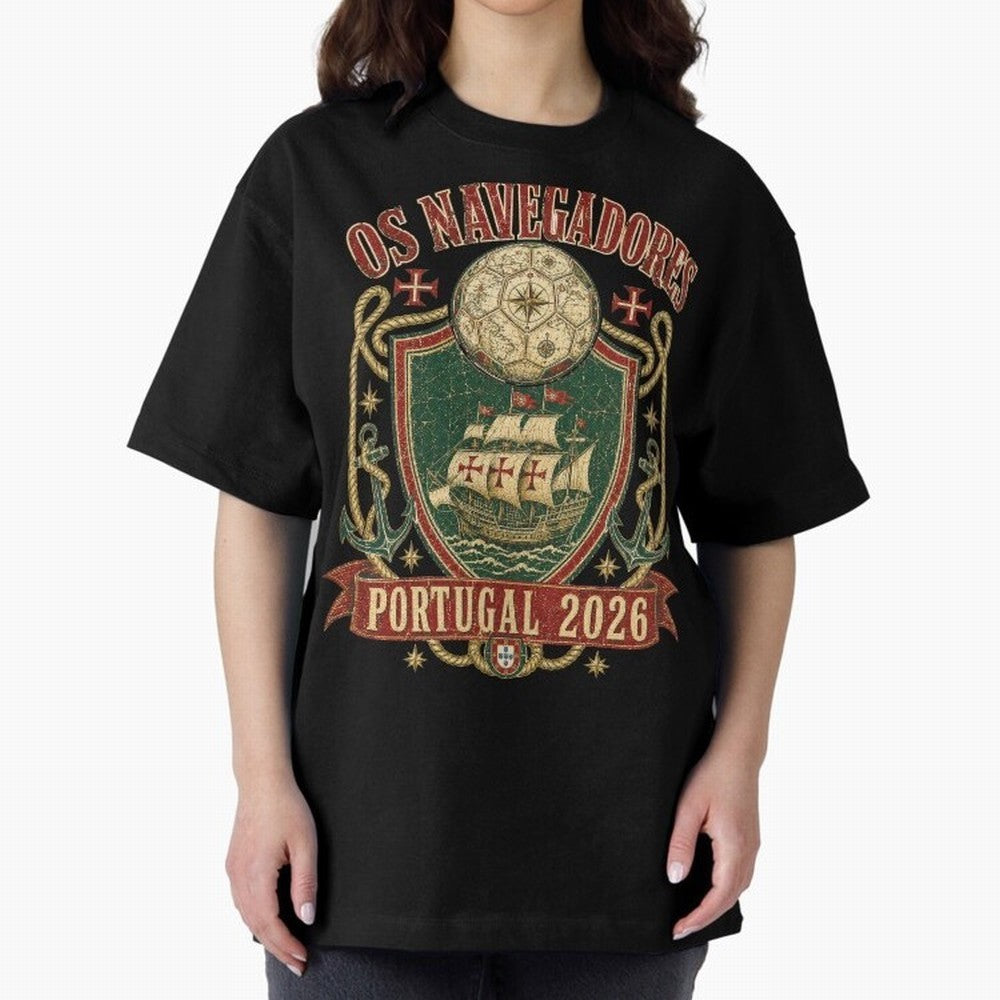 Os Navegadores Portugal 2026 World Cup Soccer T-Shirt Oversized T-Shirt Back the Journey through FIFA World Cup 2026 for Fans of Messi, Neymar and Mbappe and Germany, Bringing Tournament Hype, Historic Matchups, Family Viewing Parties and Global