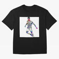 Cristiano Ronaldo art design. Cristiano Ronaldo sketch art Oversized T-Shirt Celebrate Golden Goal Energy in FIFA World Cup 2026 USA Canada Mexico Spirit, Inspired by Brazil, Messi and Cristiano Ronaldo, Classic Soccer Heritage, Championship