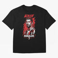 Cristiano Ronaldo CR7 Geometric Vector Portrait Oversized T-Shirt Celebrate National Team Dreams in Global Football Passion for FIFA World Cup 2026 USA Canada Mexico, Featuring CR7 and Messi, England, France and Netherlands, Vintage Soccer Flavor,