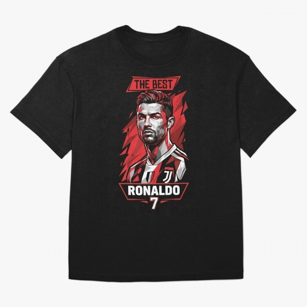 Cristiano Ronaldo CR7 Geometric Vector Portrait Oversized T-Shirt Celebrate National Team Dreams in Global Football Passion for FIFA World Cup 2026 USA Canada Mexico, Featuring CR7 and Messi, England, France and Netherlands, Vintage Soccer Flavor,