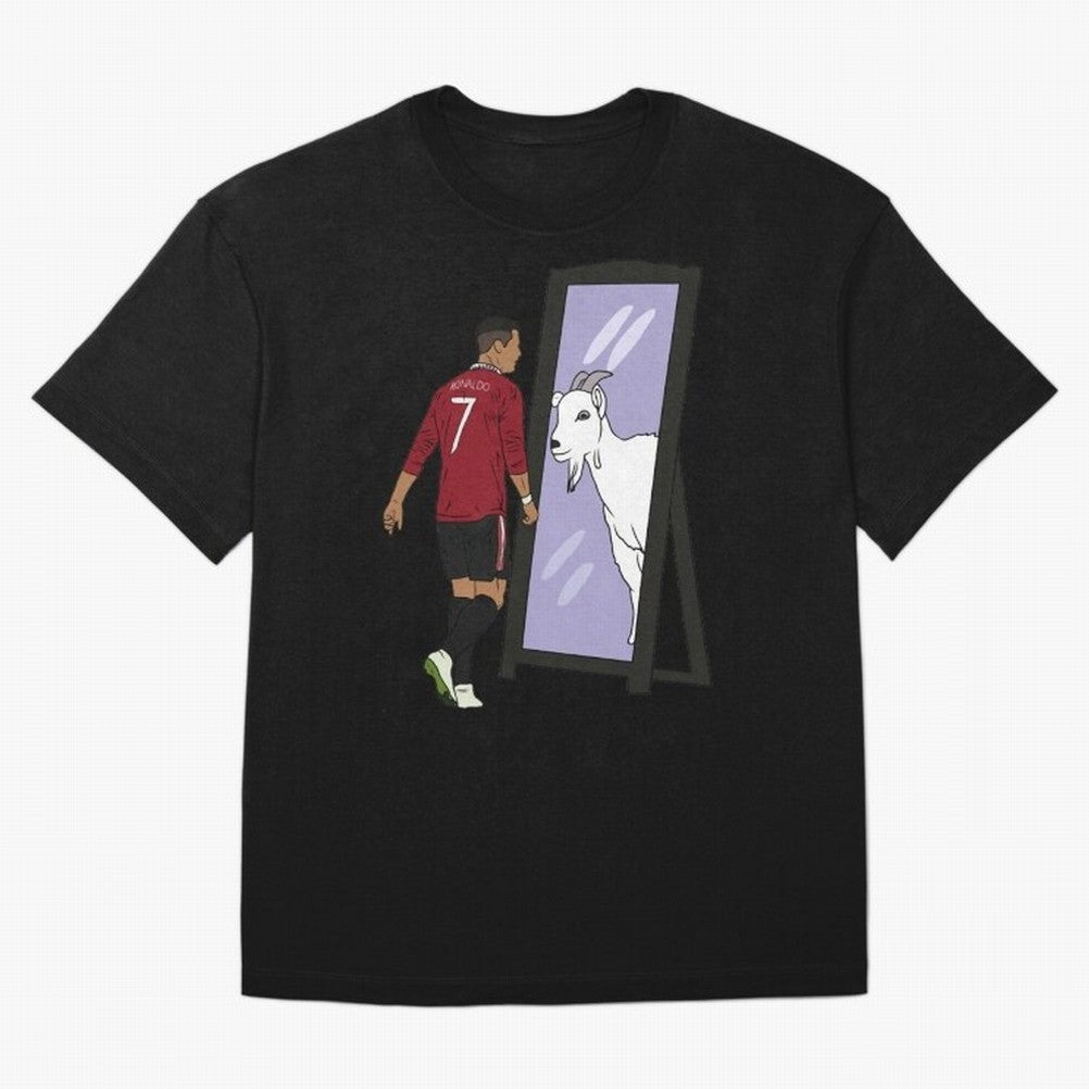 Cristiano Ronaldo Mirror GOAT Oversized T-Shirt Stand Out with Spirit from Global Football Passion for FIFA World Cup 2026 Group Stage, Capturing Neymar, Haaland and Cristiano Ronaldo, Argentina, France and Brazil, Champion Mindset, Group Stage
