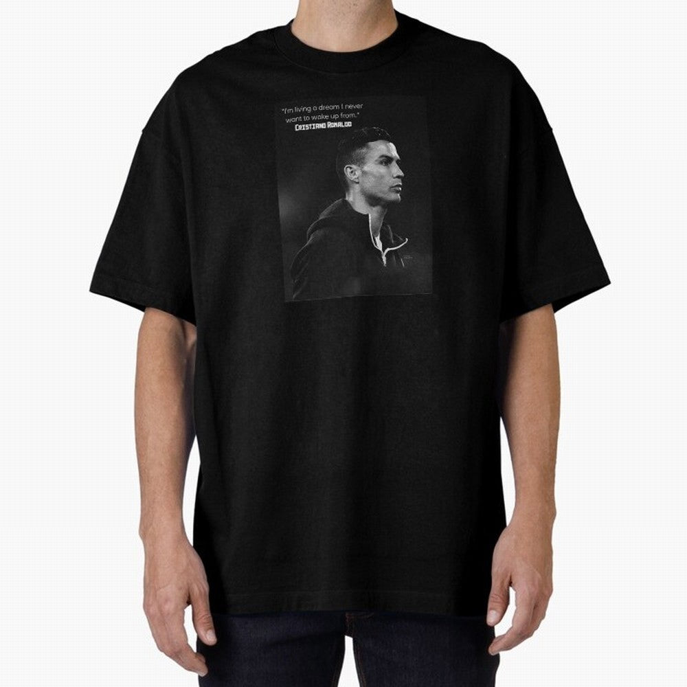Cristiano Ronaldo motivational quote Oversized T-Shirt Share Match Day Hype around FIFA World Cup 2026 USA Canada Mexico, Mbappe, Argentina and Brazil, Worldwide Fan Energy, Dramatic Goals, Stadium Lights and Championship Celebrations; Great for