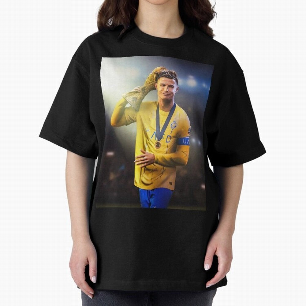 Cristiano Ronaldo Oversized T-Shirt Embrace the FIFA World Cup 2026 Group Stage Journey through Haaland Highlights, France Pride, Retro Football Energy, Iconic Rivalries, Trophy Chase Drama and Stadium Atmosphere; Perfect for Fans, Collectors,