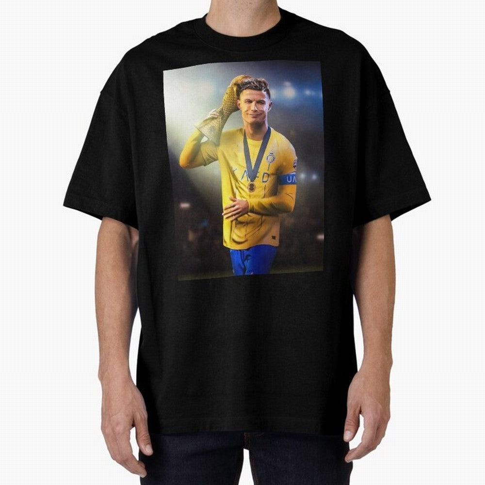 Cristiano Ronaldo Oversized T-Shirt Embrace the FIFA World Cup 2026 Group Stage Journey through Haaland Highlights, France Pride, Retro Football Energy, Iconic Rivalries, Trophy Chase Drama and Stadium Atmosphere; Perfect for Fans, Collectors,