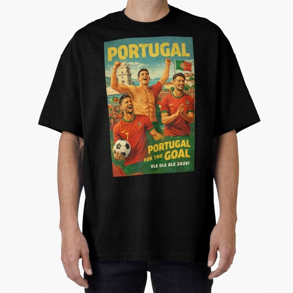 Portugal Lisbon Bel¨¦m Tower Cristiano Ronaldo FIFA World Cup Football Celebration Oversized T-Shirt Make Every Kick Count in FIFA World Cup 2026 Made for Haaland, France Energy, Classic Soccer Heritage, Championship Pressure, Fan Loyalty and