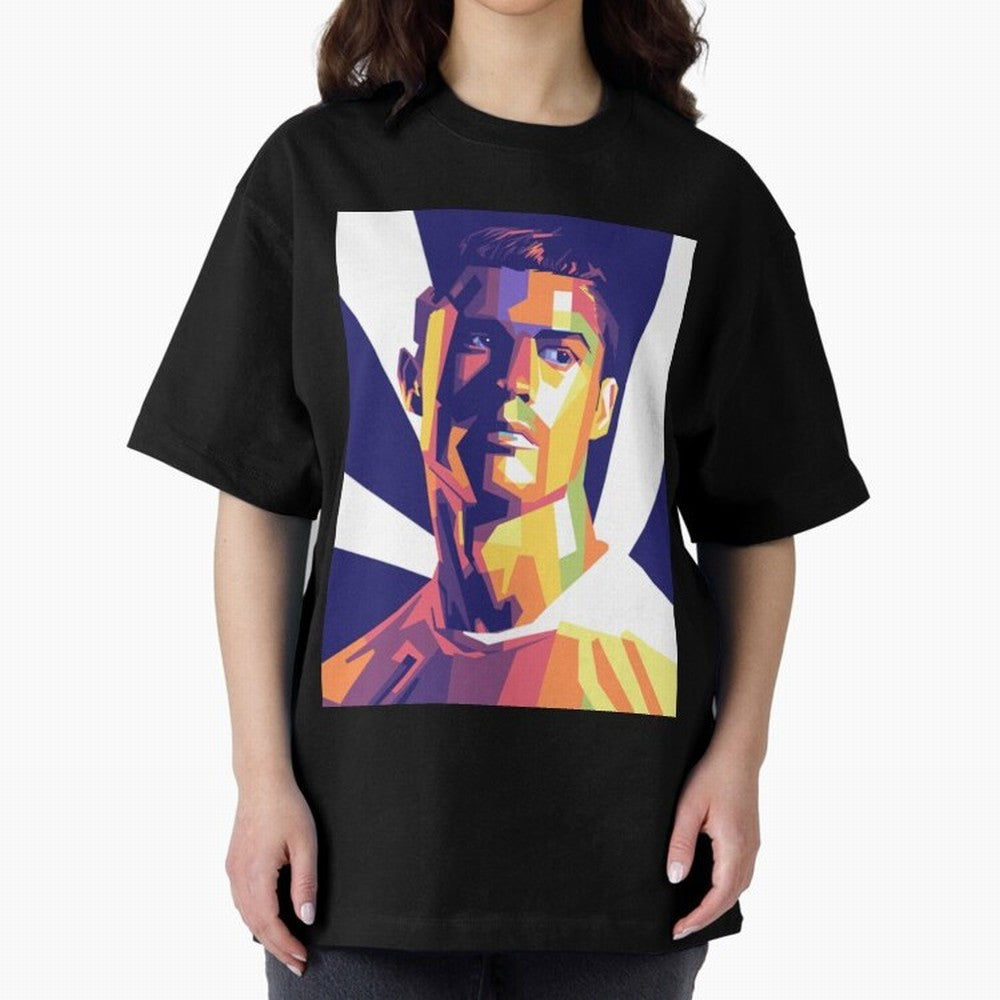 Cristiano Ronaldo cristiano ronaldo Oversized T-Shirt Show Support during Match Day Hype around FIFA World Cup 2026 Group Stage, Messi, CR7 and Mbappe, Portugal, Match Day Excitement, Supporter Culture, Golden Goals and Global Football Passion;