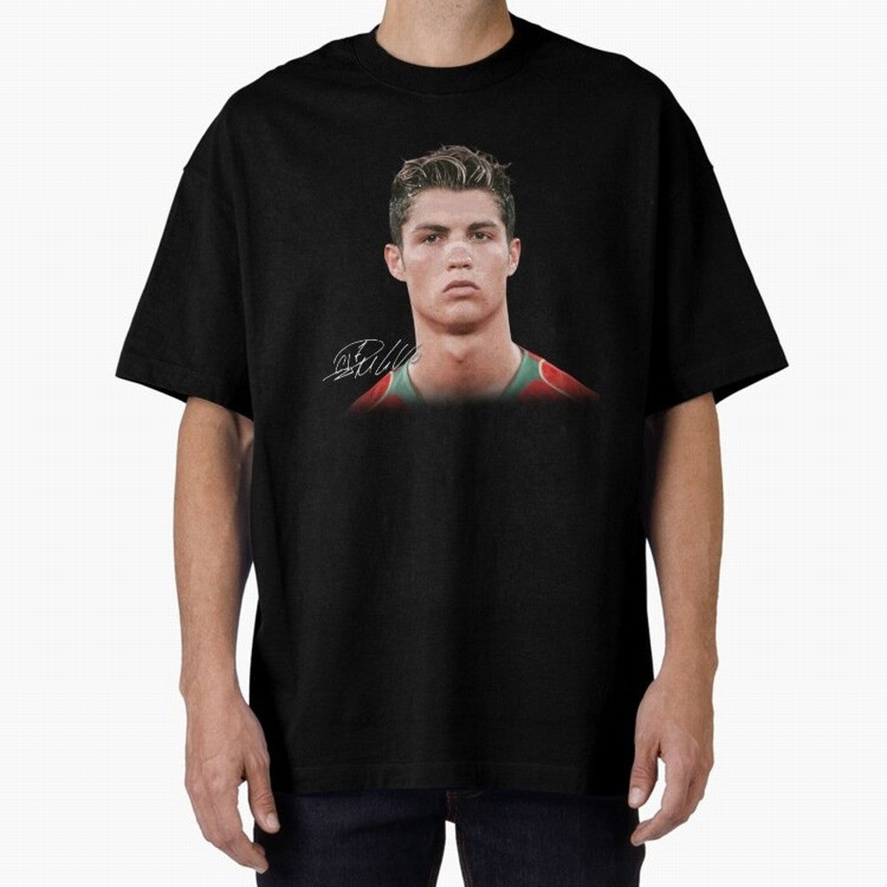 Cristiano Ronaldo T-Shirt Big Face Young Ronaldo Graphic Tee Oversized T-Shirt Honor the Beautiful Game during FIFA World Cup 2026 Group Stage Connected to Mbappe, Argentina Energy, Sports Nostalgia, International Competition, Famous Players and