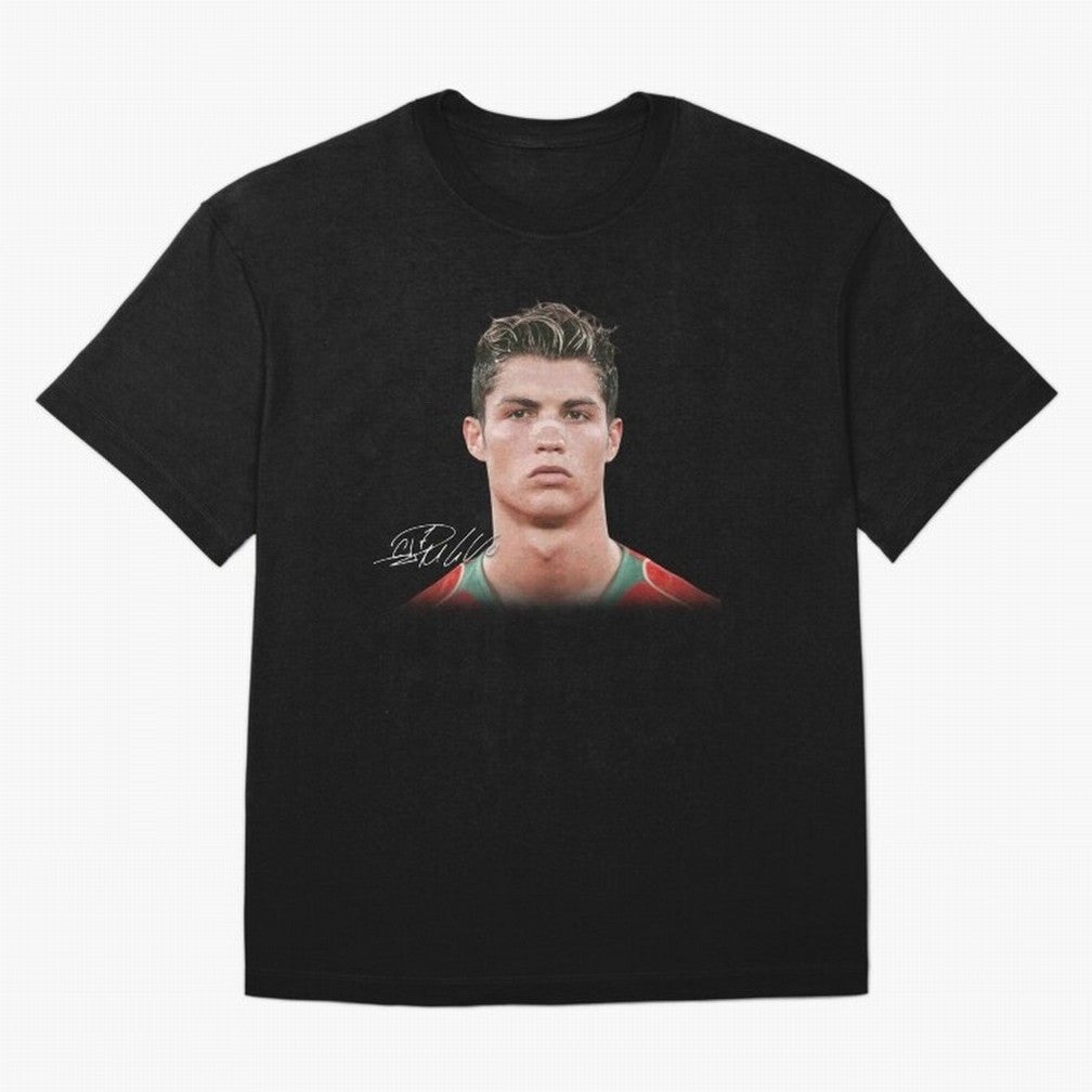 Cristiano Ronaldo T-Shirt Big Face Young Ronaldo Graphic Tee Oversized T-Shirt Honor the Beautiful Game during FIFA World Cup 2026 Group Stage Connected to Mbappe, Argentina Energy, Sports Nostalgia, International Competition, Famous Players and