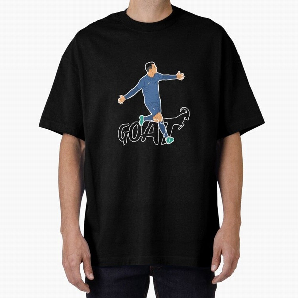 Cristiano Ronaldo - GOAT Oversized T-Shirt Show Love for Legendary Goals in FIFA World Cup 2026 Filled with Messi, Neymar and Mbappe, Spain Energy, Supporter Pride, Iconic Celebrations, Legendary Names and Global Match Day Energy; Created for Match