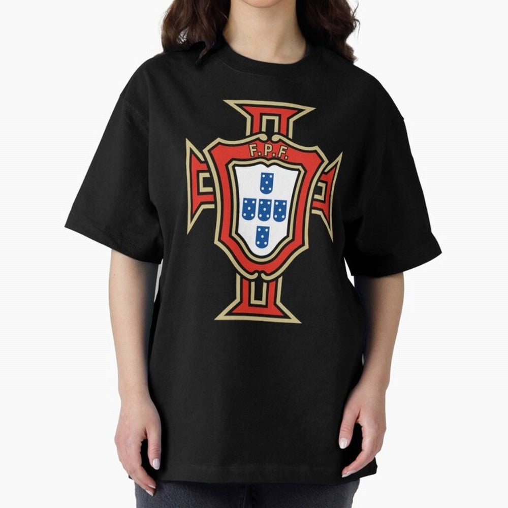 Portugal Soccer Logo Oversized T-Shirt Capture FIFA World Cup 2026 Spirit, Made for France and Portugal, Messi and Cristiano Ronaldo, Match Day Excitement, Supporter Culture, Golden Goals and Global Football Passion; Perfect for Supporters Who Want