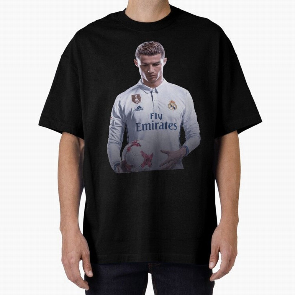 Ronaldo Madrid Jersey Poster Oversized T-Shirt Honor the Football Icons of Match Day Hype around FIFA World Cup 2026 Group Stage, Haaland and Mbappe, Argentina and Brazil, Vintage Soccer Flavor, Modern Football Stars, National Flags and Final Night