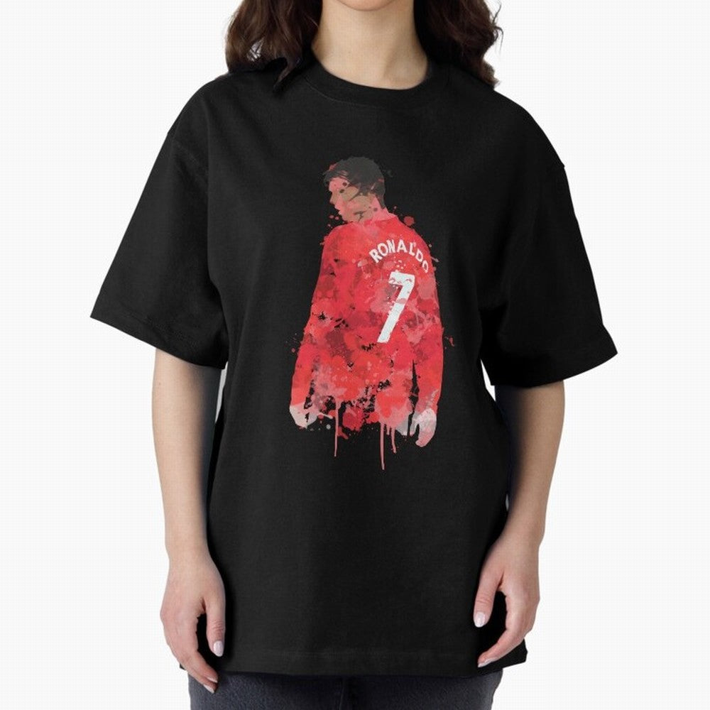 Cristiano Ronaldo - Manchester United Legend Art Oversized T-Shirt Showcase FIFA World Cup 2026 USA Canada Mexico for Fans of Neymar and Spain, Bringing Championship Spirit, Famous Goals, Roaring Crowds and International Football Unity; Created for