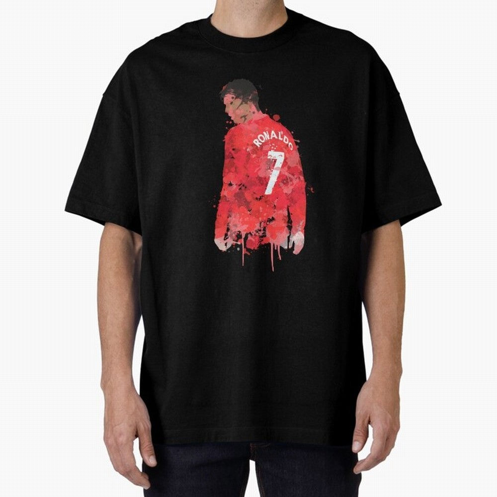 Cristiano Ronaldo - Manchester United Legend Art Oversized T-Shirt Showcase FIFA World Cup 2026 USA Canada Mexico for Fans of Neymar and Spain, Bringing Championship Spirit, Famous Goals, Roaring Crowds and International Football Unity; Created for