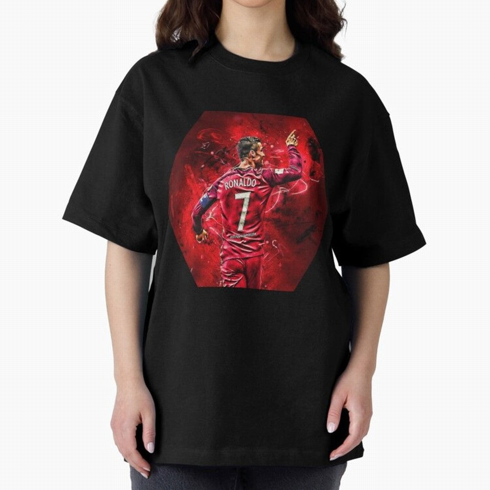 CR7 Art Oversized T-Shirt Bring World Football Passion into Match Day Hype around FIFA World Cup 2026 USA Canada Mexico, CR7, Spain, Vintage Soccer Flavor, Modern Football Stars, National Flags and Final Night Emotion; Made for Die Hard Supporters,