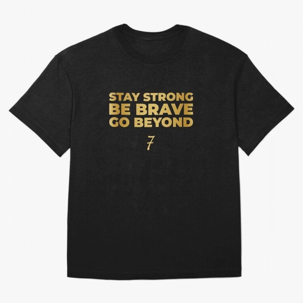Stay Strong, Be Brave, Go Beyond (Gold Edition) Oversized T-Shirt Support the Legends of Global Football Passion for FIFA World Cup 2026 Group Stage, Centered on CR7, Portugal, Football Passion, Legendary Performances, Festival Vibes and Supporter