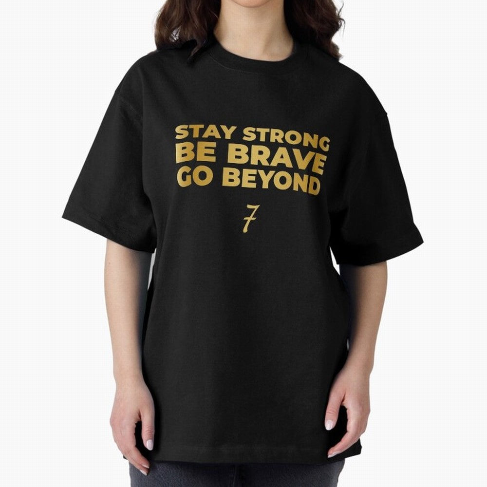 Stay Strong, Be Brave, Go Beyond (Gold Edition) Oversized T-Shirt Support the Legends of Global Football Passion for FIFA World Cup 2026 Group Stage, Centered on CR7, Portugal, Football Passion, Legendary Performances, Festival Vibes and Supporter
