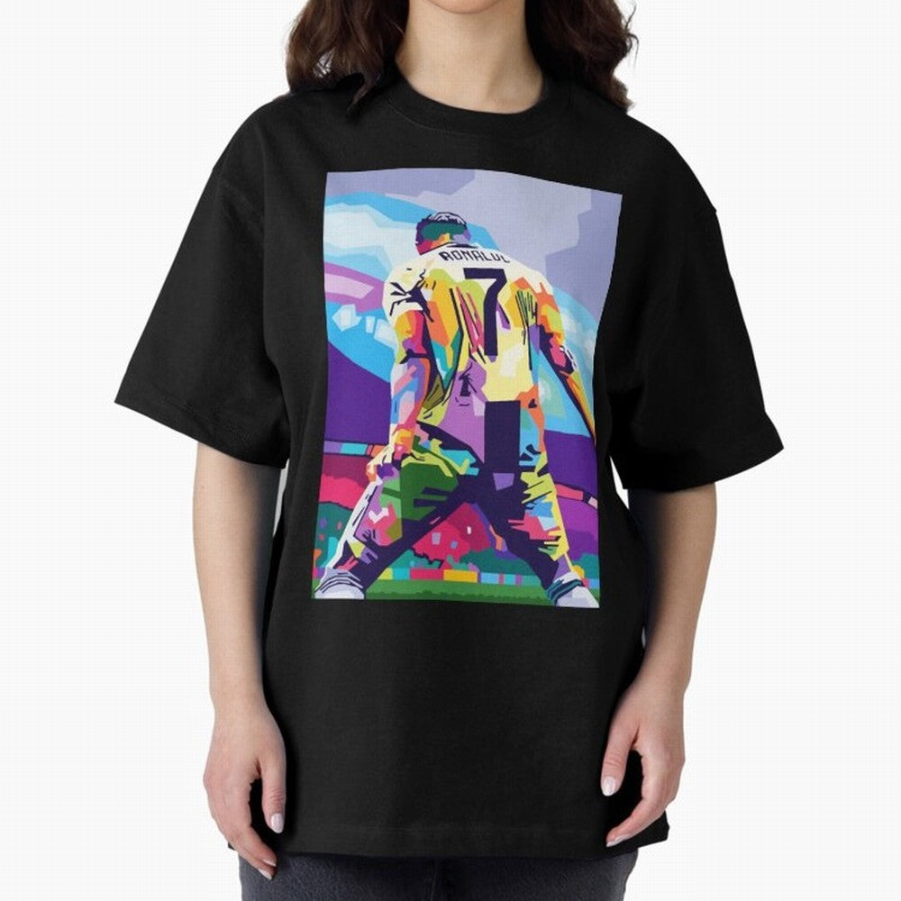 Cristiano Ronaldo Celebration Wpap Pop Art Oversized T-Shirt Join Supporters Worldwide for the FIFA World Cup 2026 Group Stage Journey through Messi and Cristiano Ronaldo Highlights, Argentina and Brazil Pride, Supporter Pride, Iconic Celebrations,