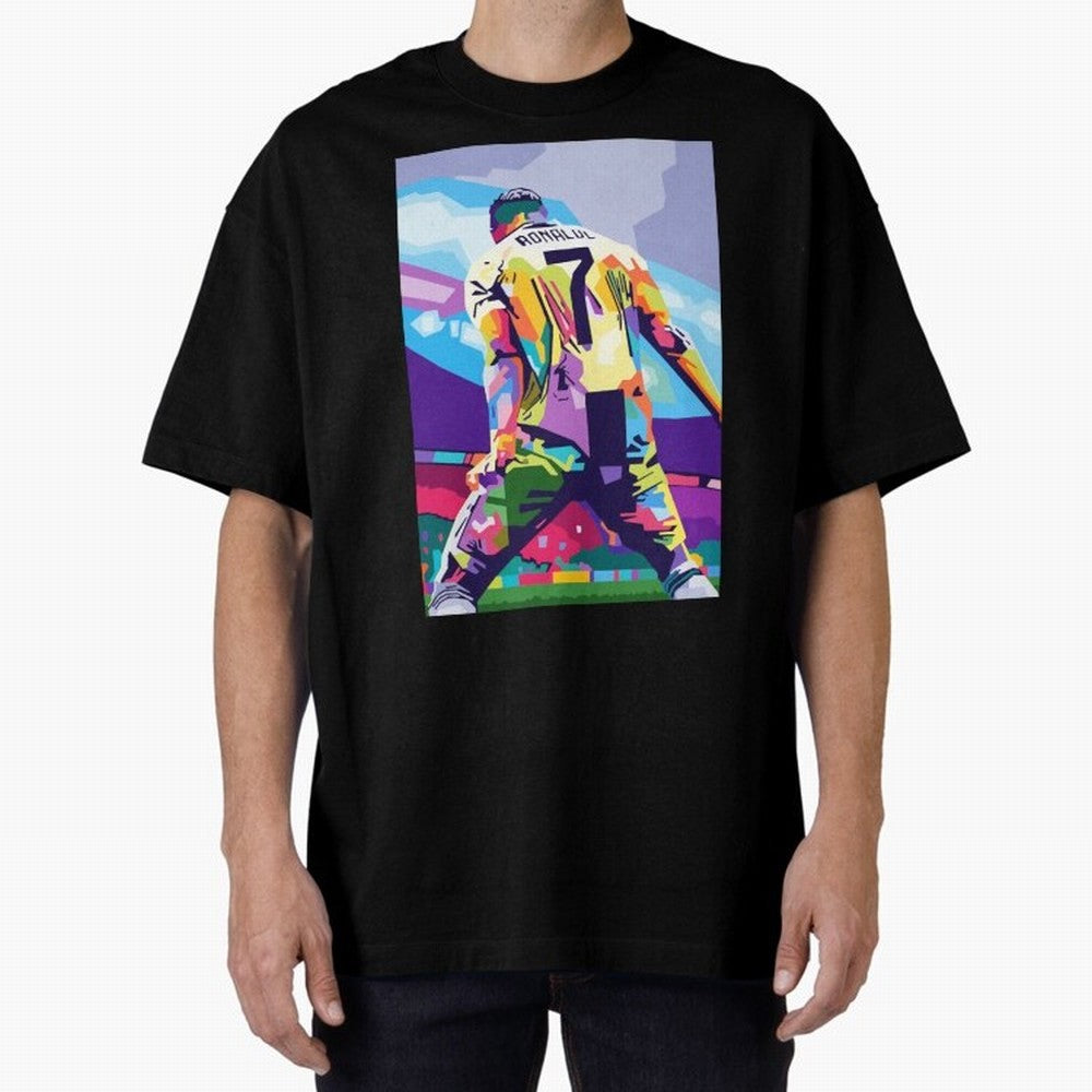 Cristiano Ronaldo Celebration Wpap Pop Art Oversized T-Shirt Join Supporters Worldwide for the FIFA World Cup 2026 Group Stage Journey through Messi and Cristiano Ronaldo Highlights, Argentina and Brazil Pride, Supporter Pride, Iconic Celebrations,