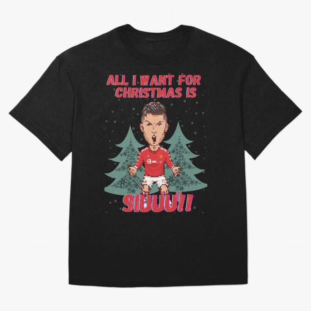 All I Want For Christmas is Siuuu Oversized T-Shirt Keep the Legacy of Match Day Hype around FIFA World Cup 2026 Group Stage, Messi, Neymar and Mbappe, Brazil, Portugal and Argentina, Tournament Hype, Historic Matchups, Family Viewing Parties and