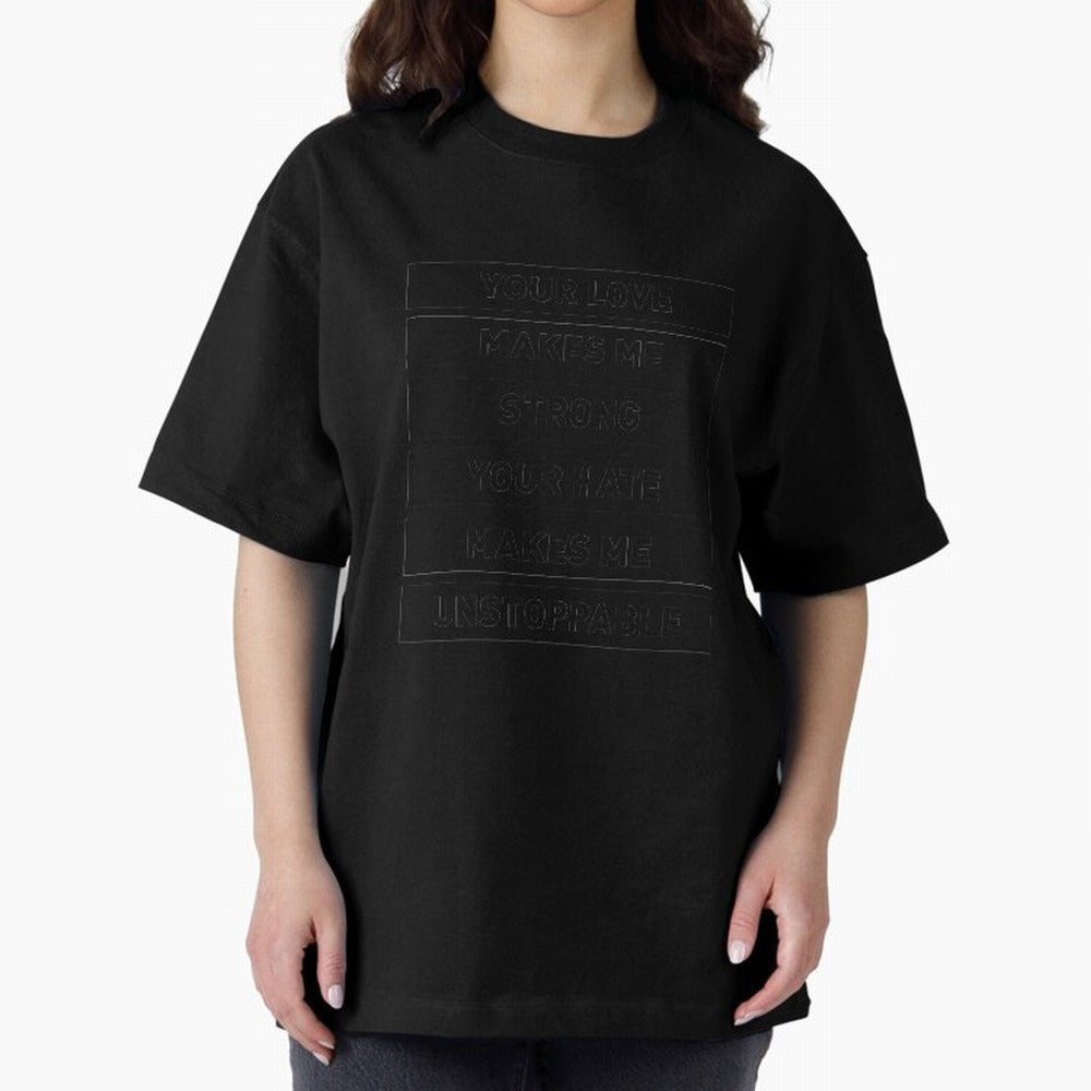 Your Love Makes Me Strong! Your Hate Makes Me Unstoppable Oversized T-Shirt Carry FIFA World Cup 2026 Group Stage for Fans of Messi, Neymar and Mbappe and Brazil, Portugal and Argentina, Bringing Fan Favorite Moments, National Team Passion, Big