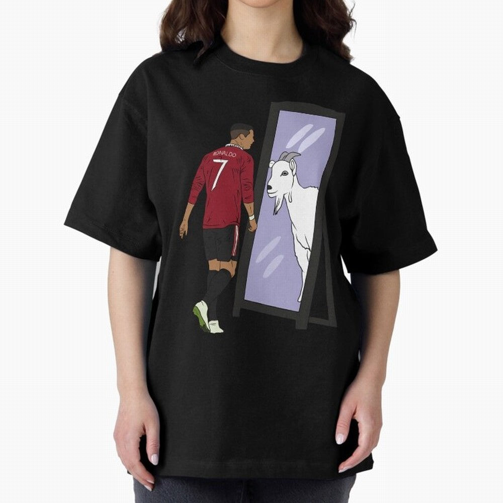 Cristiano Ronaldo Mirror GOAT Oversized T-Shirt Celebrate Supporters United by the FIFA World Cup 2026 Group Stage Journey through Haaland and Mbappe Highlights, Spain Pride, Soccer Culture, Superstar Moments, National Team Dreams and Competitive