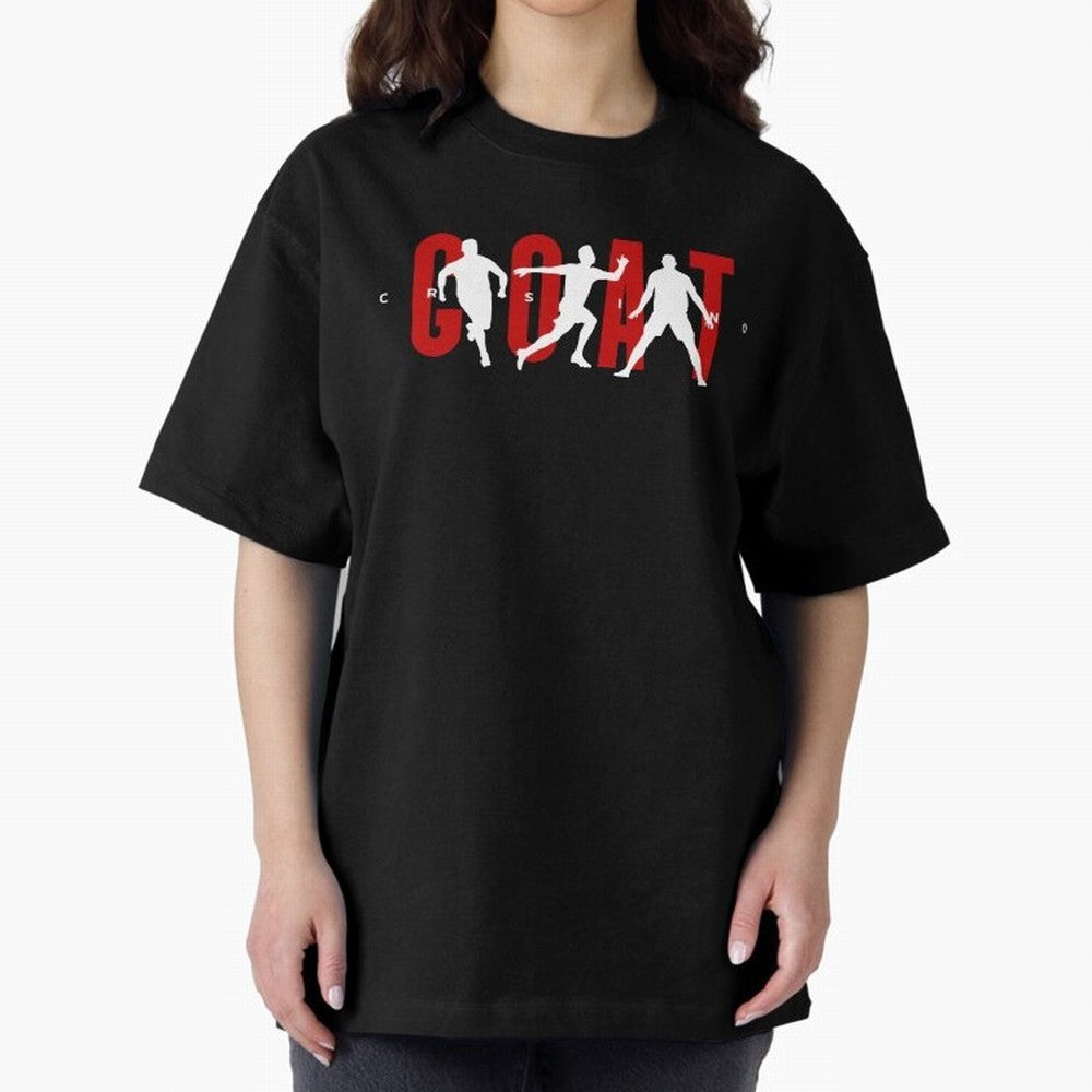 Cristiano Ronaldo Goat Oversized T-Shirt Fuel FIFA World Cup 2026 Group Stage for Fans of Cristiano Ronaldo and Brazil, Bringing Game Day Rituals, Football Legends, Country Pride and the Road to the Final; Ideal for Football Dads, Football Moms,