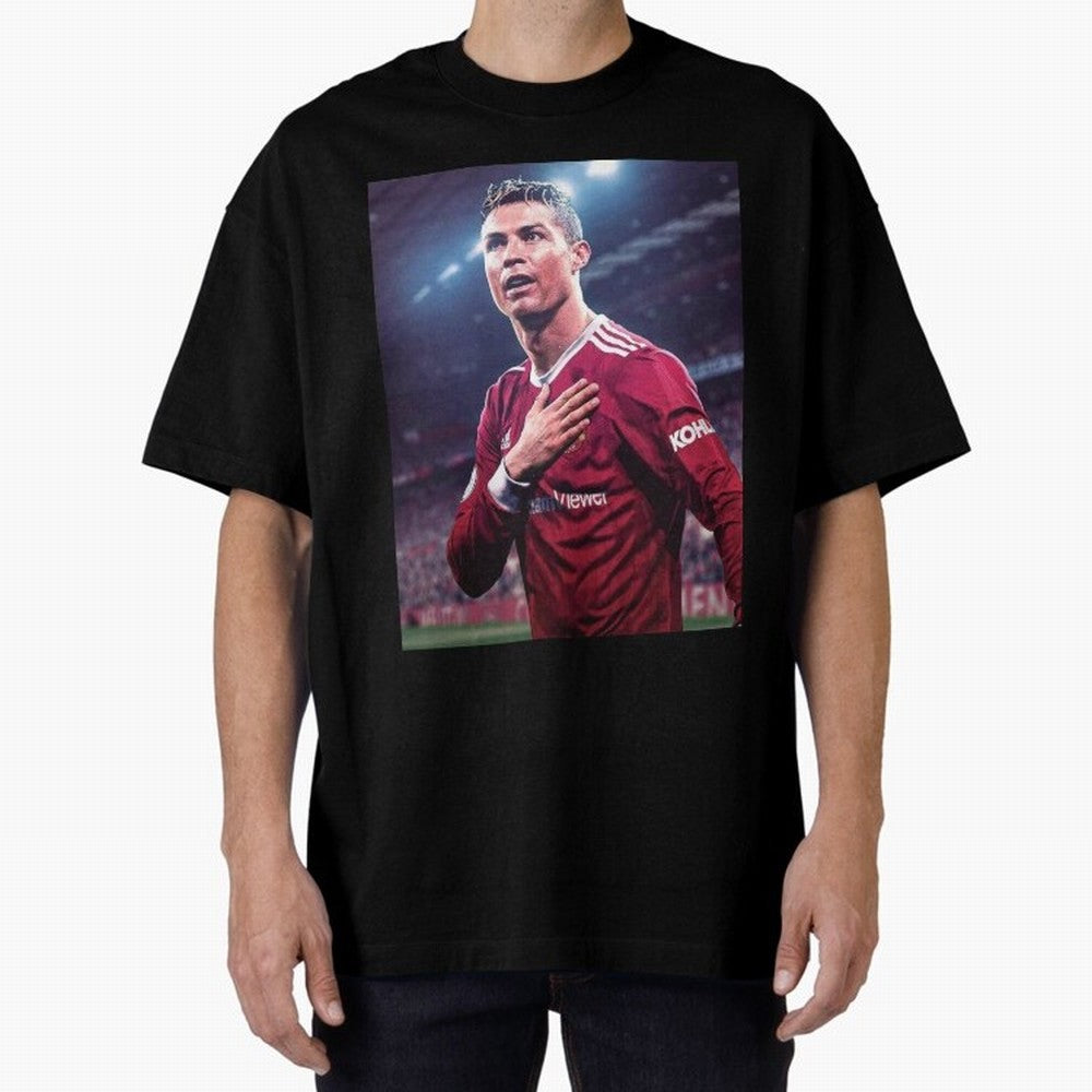Cristiano Ronaldo New Oversized T-Shirt Feel the Trophy Chase of FIFA World Cup 2026 USA Canada Mexico Spirit, Centered on England, France and Netherlands, Cristiano Ronaldo, Worldwide Fan Energy, Dramatic Goals, Stadium Lights and Championship