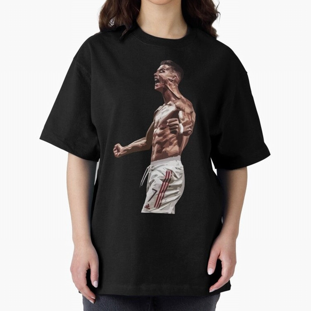 Cristiano Ronaldo - Celebration - CR7 - Manchester United Oversized T-Shirt Honor the Beautiful Game during Global Football Passion for FIFA World Cup 2026, Inspired by Haaland and Mbappe, Portugal, Worldwide Fan Energy, Dramatic Goals, Stadium