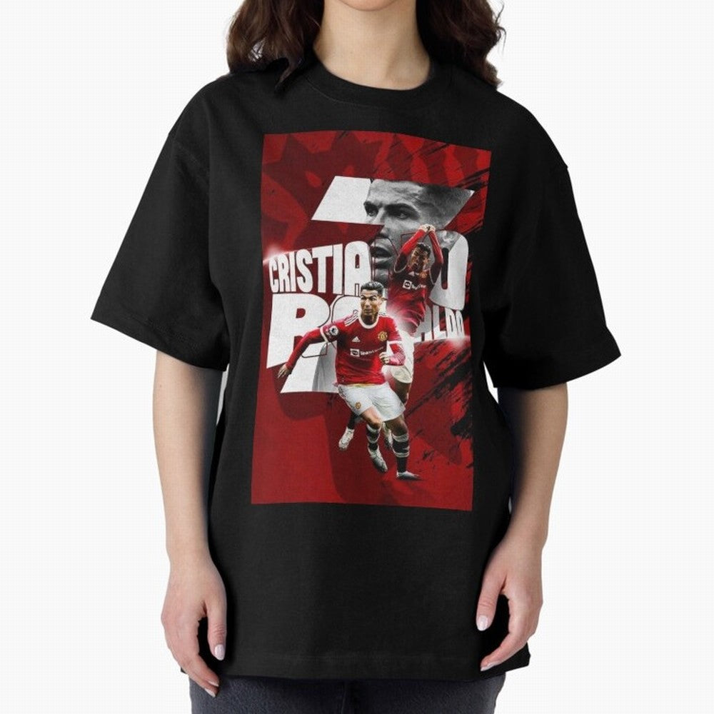 Cristiano Ronaldo Illustration Oversized T-Shirt Celebrate Golden Goal Energy in Global Football Passion for FIFA World Cup 2026 USA Canada Mexico, Connected to Cristiano Ronaldo, Haaland and CR7, Brazil, Classic Soccer Heritage, Championship