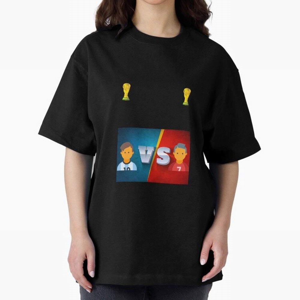 THE RONALDO VS MESSI Oversized T-Shirt Support Iconic Players in FIFA World Cup 2026 Group Stage Connected to Messi, CR7 and Mbappe, Portugal Energy, Football Passion, Legendary Performances, Festival Vibes and Supporter Community; Made for Die