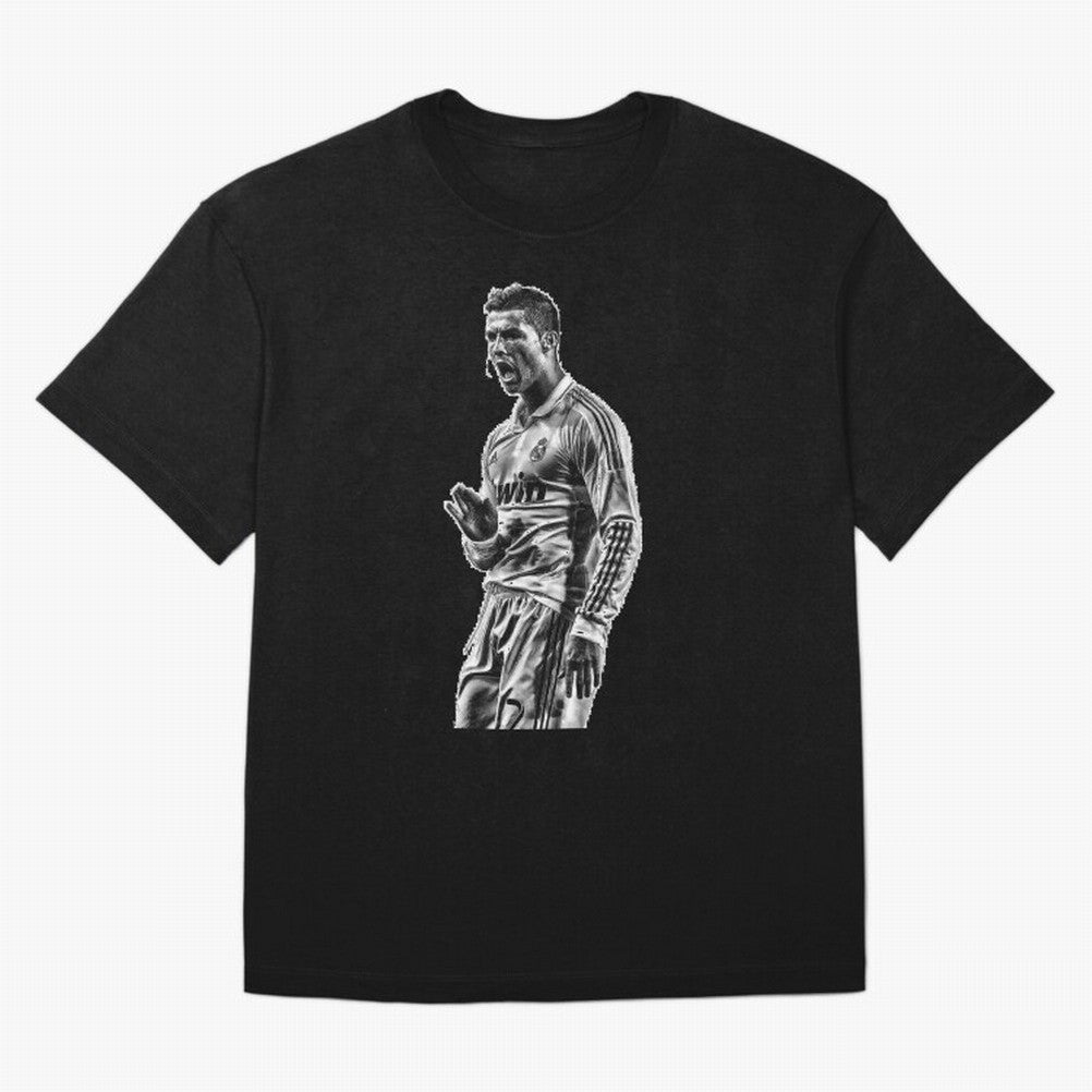 Cristiano Ronaldo Calma Oversized T-Shirt Celebrate Fan Culture around Global Football Passion for FIFA World Cup 2026 USA Canada Mexico, with Neymar, Brazil, Vintage Soccer Flavor, Modern Football Stars, National Flags and Final Night Emotion;