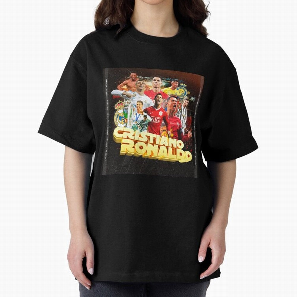 Cristiano Ronaldo Best of Career Oversized T-Shirt Fuel Your Fan Pride for FIFA World Cup 2026 Spirit, Capturing Argentina and Brazil, CR7, Stadium Chants, National Pride, Trophy Dreams and Unforgettable Football Memories; Ideal for Passionate Fans