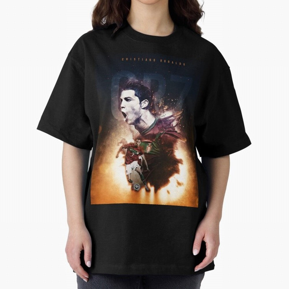 Cristiano Ronaldo 7 Oversized T-Shirt Follow FIFA World Cup 2026 USA Canada Mexico for Fans of Neymar, Haaland and Cristiano Ronaldo and Argentina, Bringing Championship Spirit, Famous Goals, Roaring Crowds and International Football Unity; Ideal