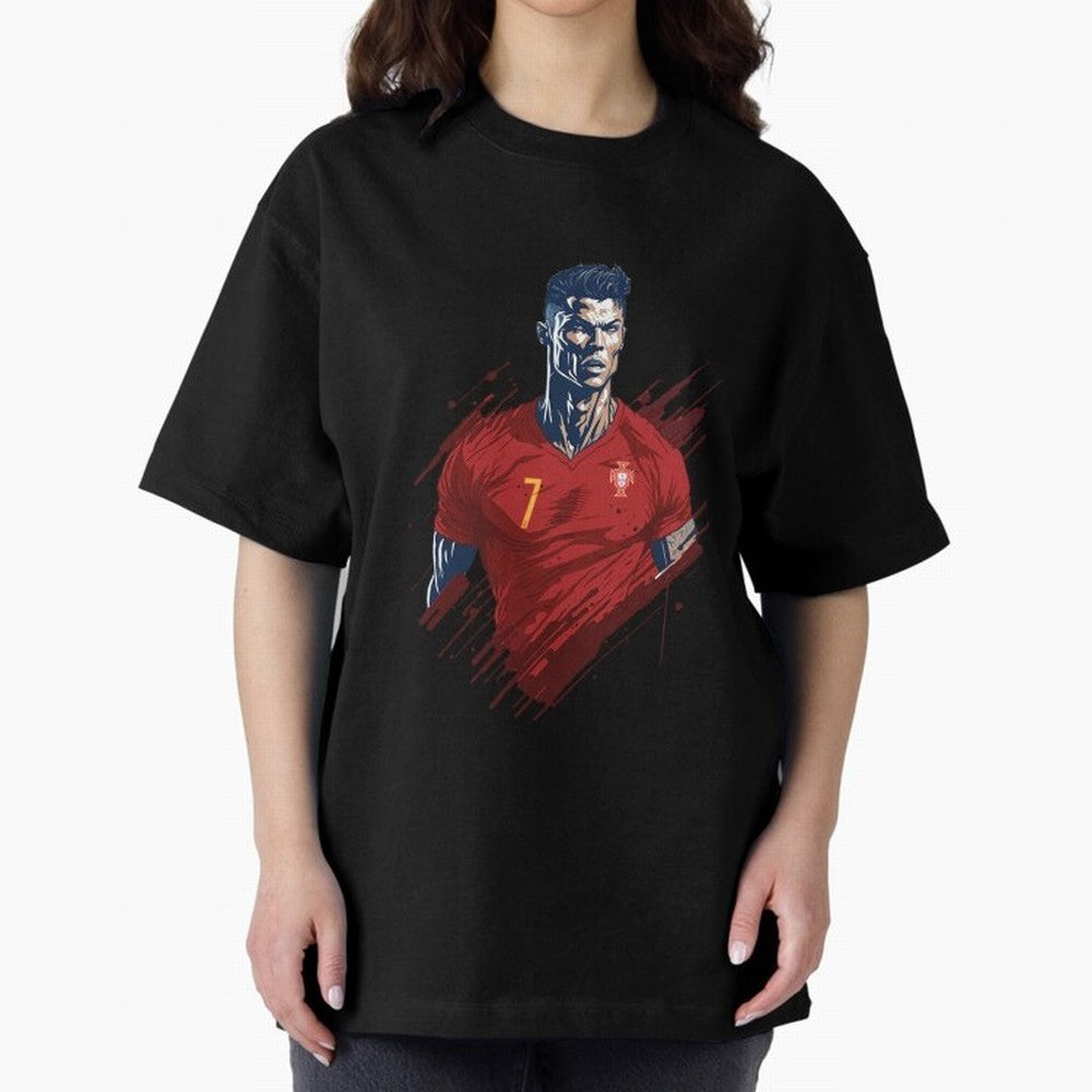 Cristiano Ronaldo splash art Oversized T-Shirt Follow the Final Road of the FIFA World Cup 2026 Journey through Cristiano Ronaldo Highlights, Brazil, Portugal and Argentina Pride, Stadium Memories, Football Loyalty, International Chants and