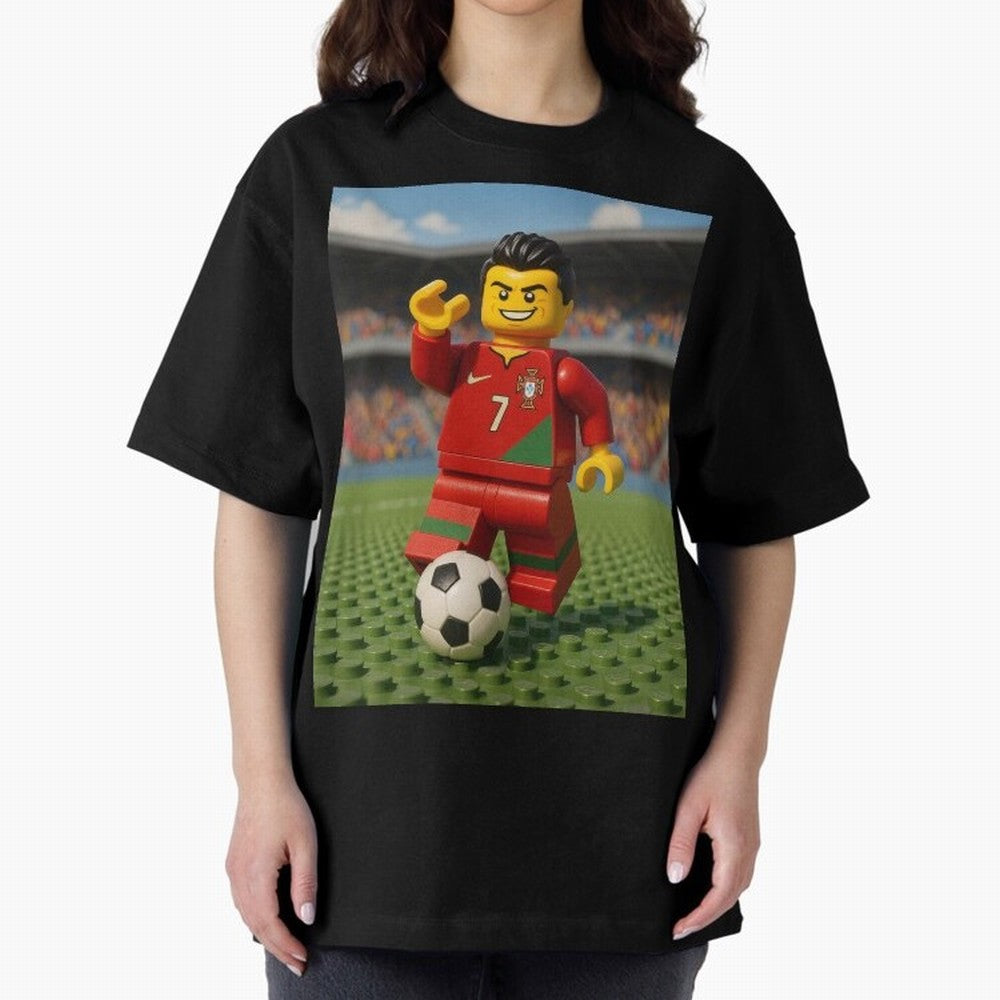 Block CR7 Oversized T-Shirt Celebrate Fan Culture around FIFA World Cup 2026 USA Canada Mexico Spirit, Centered on Argentina and Brazil, Cristiano Ronaldo, Championship Spirit, Famous Goals, Roaring Crowds and International Football Unity; Great