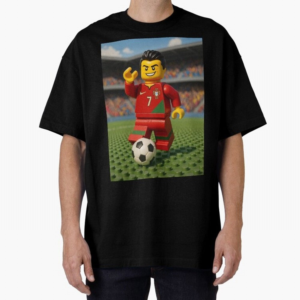 Block CR7 Oversized T-Shirt Celebrate Fan Culture around FIFA World Cup 2026 USA Canada Mexico Spirit, Centered on Argentina and Brazil, Cristiano Ronaldo, Championship Spirit, Famous Goals, Roaring Crowds and International Football Unity; Great