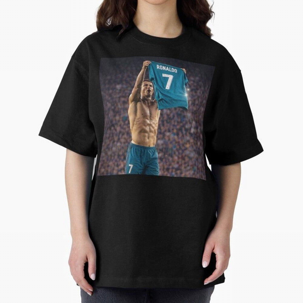 Ronaldo Holding Number Seven Shirt Oversized T-Shirt Show Your Love for the FIFA World Cup 2026 USA Canada Mexico Journey through CR7 and Messi Highlights, Portugal Pride, Football History, Final Match Energy, Crowd Noise and Once in a Lifetime