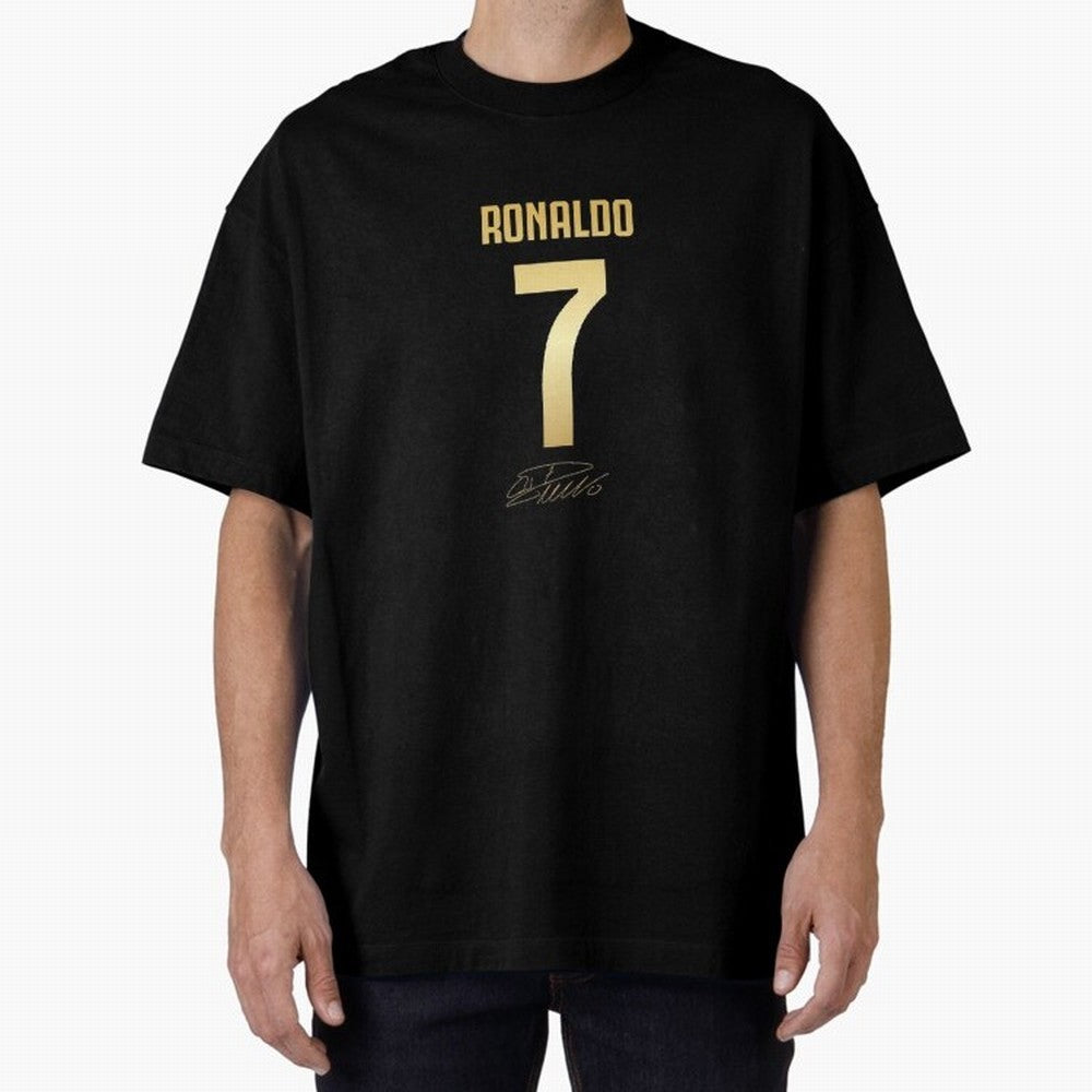 CR7 Cristiano Ronaldo Black And Gold Luxury Drawstring Bag Oversized T-Shirt Refresh Match Day Hype around FIFA World Cup 2026, Cristiano Ronaldo, Brazil, Match Day Excitement, Supporter Culture, Golden Goals and Global Football Passion; Perfect