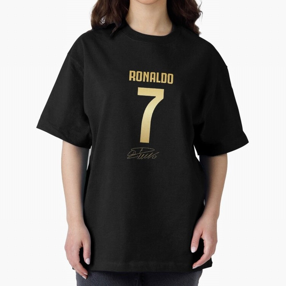 CR7 Cristiano Ronaldo Black And Gold Luxury Drawstring Bag Oversized T-Shirt Refresh Match Day Hype around FIFA World Cup 2026, Cristiano Ronaldo, Brazil, Match Day Excitement, Supporter Culture, Golden Goals and Global Football Passion; Perfect