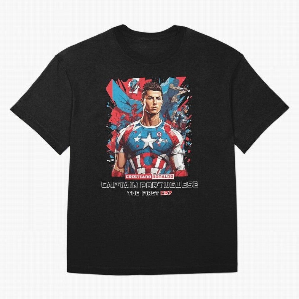 Cristiano Ronaldo Captain Portuguese Oversized T-Shirt Celebrate Golden Goal Energy in Global Football Passion for FIFA World Cup 2026, Highlighting Mbappe, Spain and Netherlands, Retro Football Energy, Iconic Rivalries, Trophy Chase Drama and