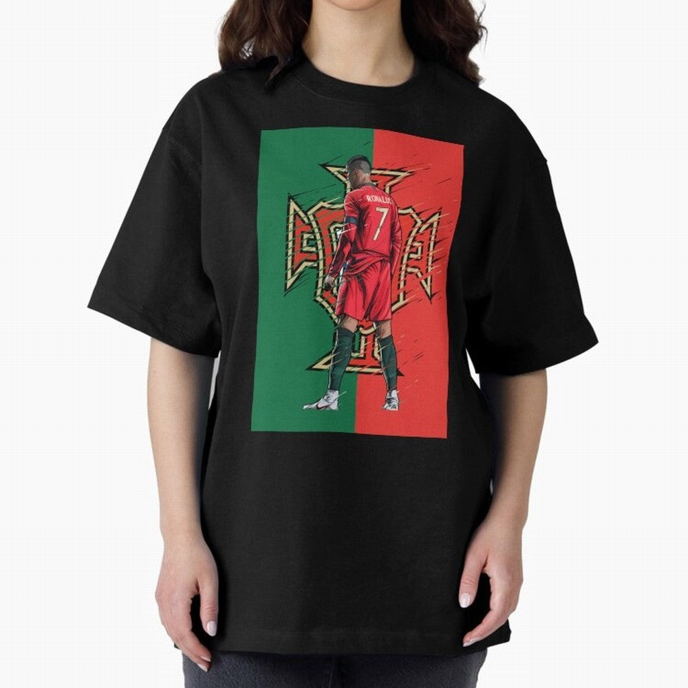 CR7 Portugal Oversized T-Shirt Follow FIFA World Cup 2026 Group Stage Celebrating Haaland and Mbappe, England and Germany Energy, Retro Football Energy, Iconic Rivalries, Trophy Chase Drama and Stadium Atmosphere; Ideal for Football Dads, Football